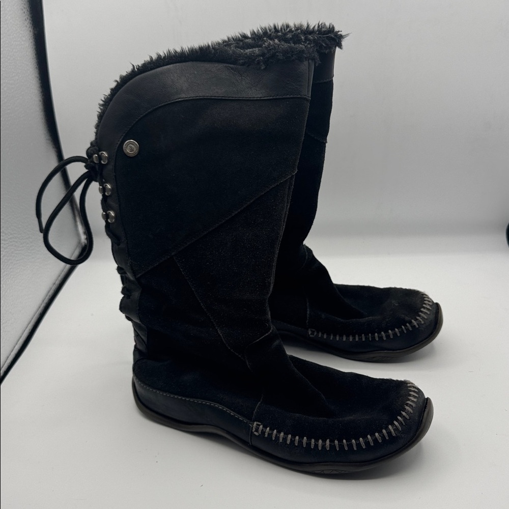 The North Face Janey Womens Suede Lace Up Winter Boots Primaloft Black Sz 8 FLAW